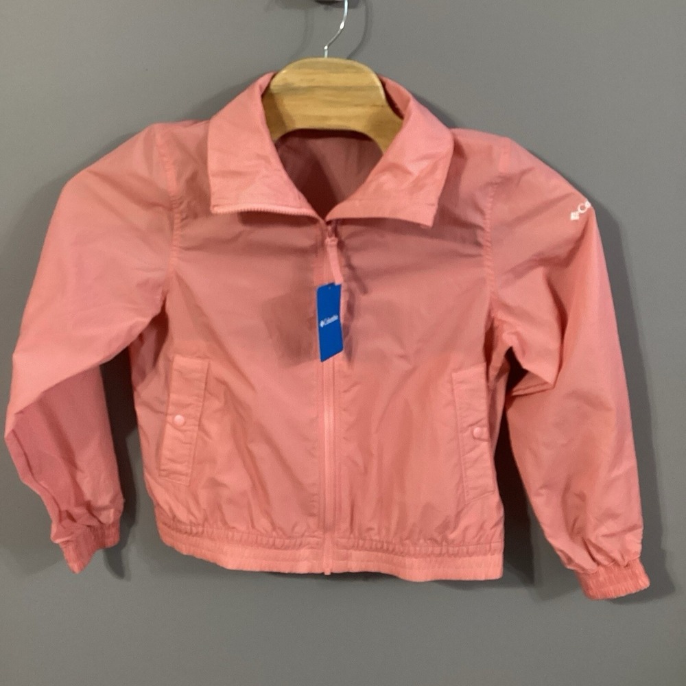 Columbia Womens Time Is Right Windbreaker Pink Full Zip Jacket WL2428-680 Large